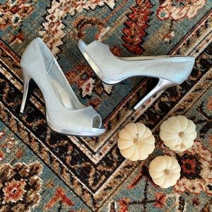 Silver Glitter High Heels